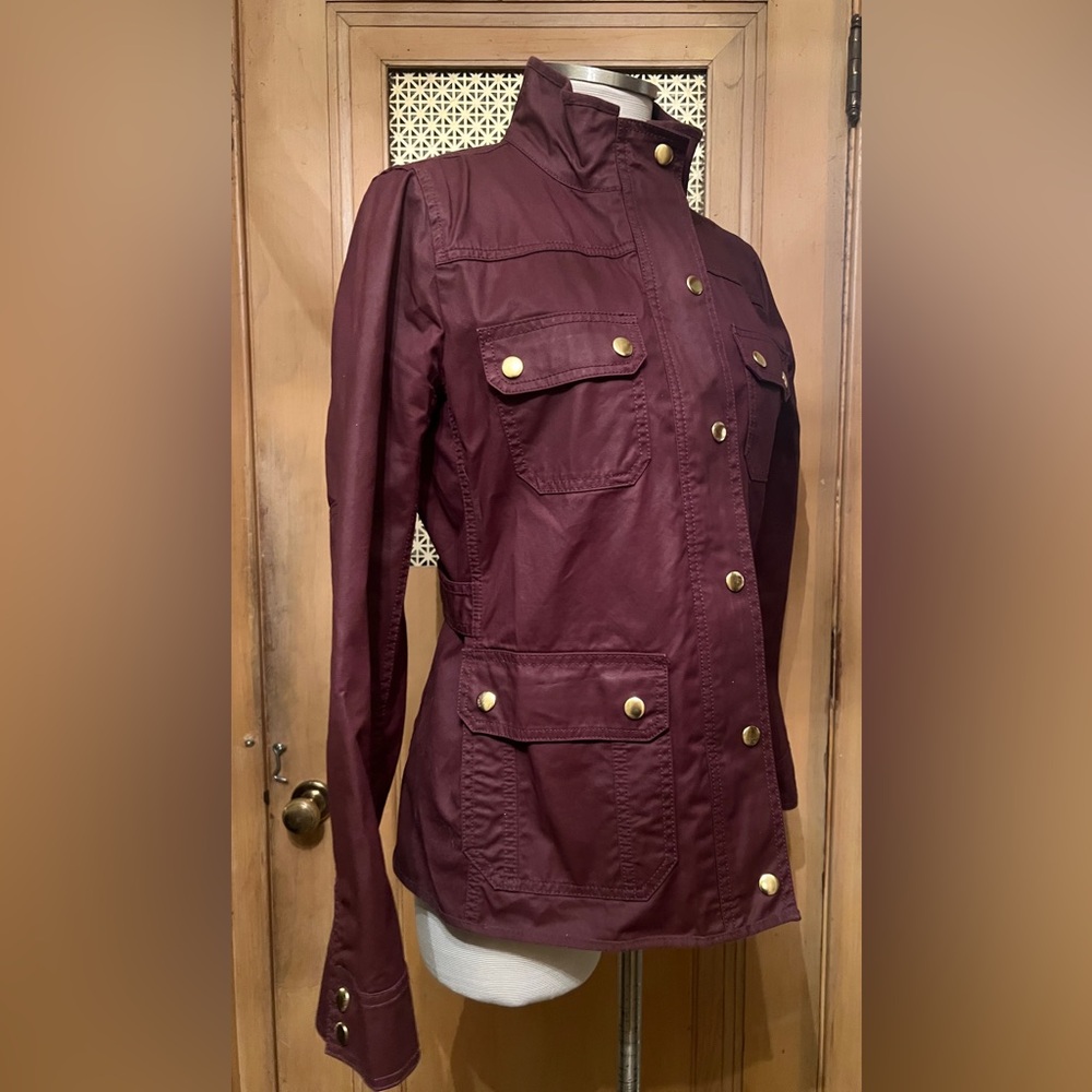 J CREW waxed jacket. Burgundy M. Like new